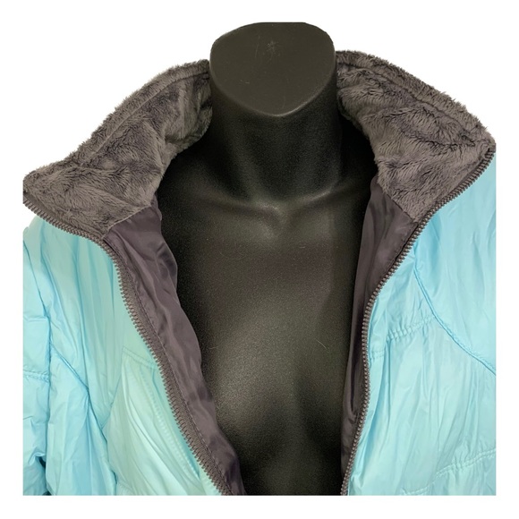 Free Country Lightweight Puffer Jacket Aqua Blue Green Fleece Lined Medium Tall - Picture 3 of 5